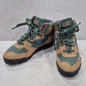 Hi Tec Lady Lite II hiking boots women's 7 brown suede green canvas NEW